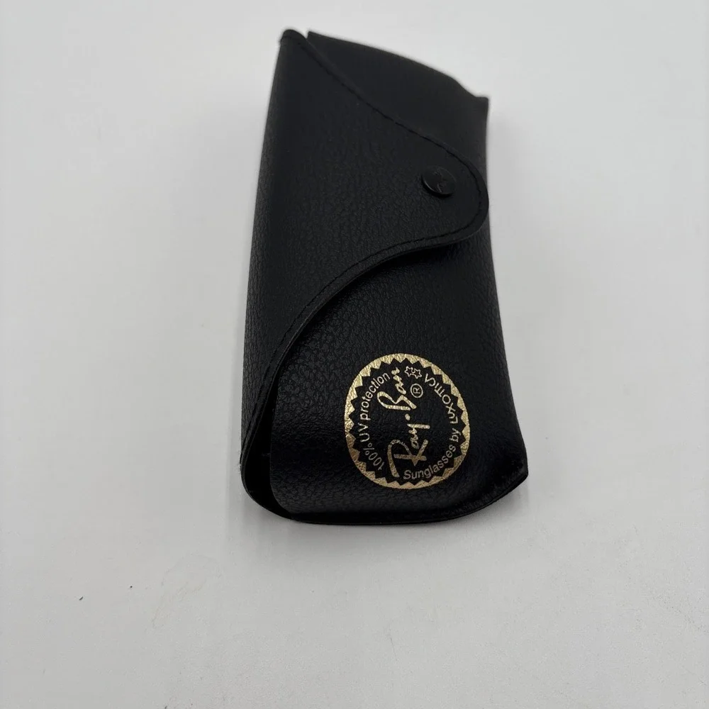 Ray Ban Sunglass Case Black Soft Shell Button Closure Cleaning Cloth Paper Work‎